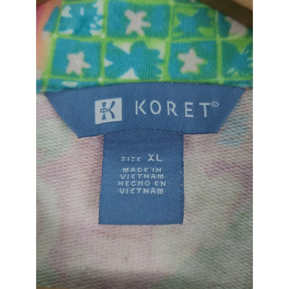 KORET Womens Floral Patch Look Zip Front Long Sleeve Lightweight‎ Jacket XL